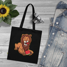 Load image into Gallery viewer, Lion Eating Watermelon Cotton Tote Bag